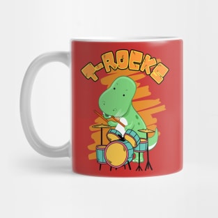 T-Rocks - T-Rex Dinosaur Drummer Cute Cartoon Mug